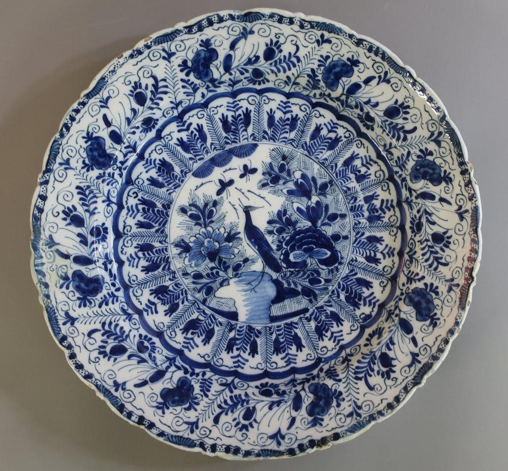 Blue and white Dutch Delftware charger,