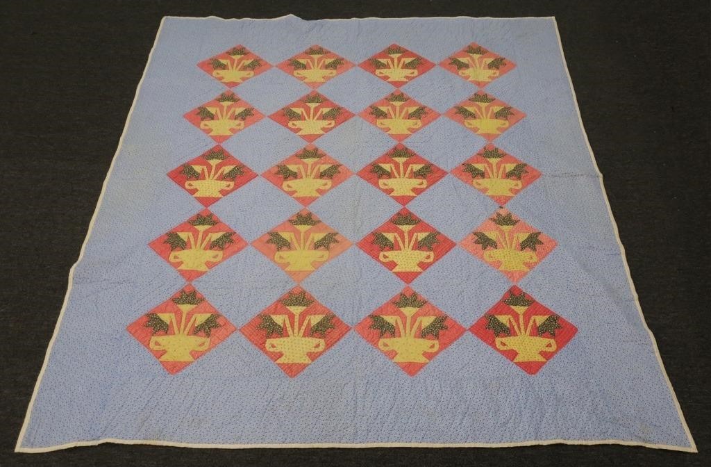 Colorful applique quilt in the