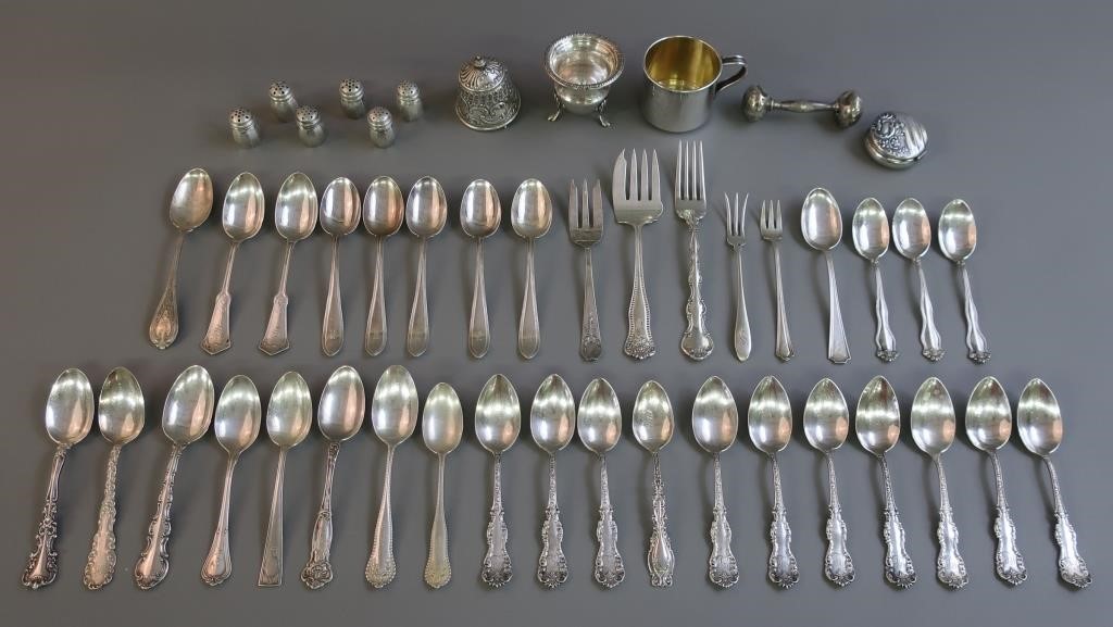 Sterling silver tableware, various