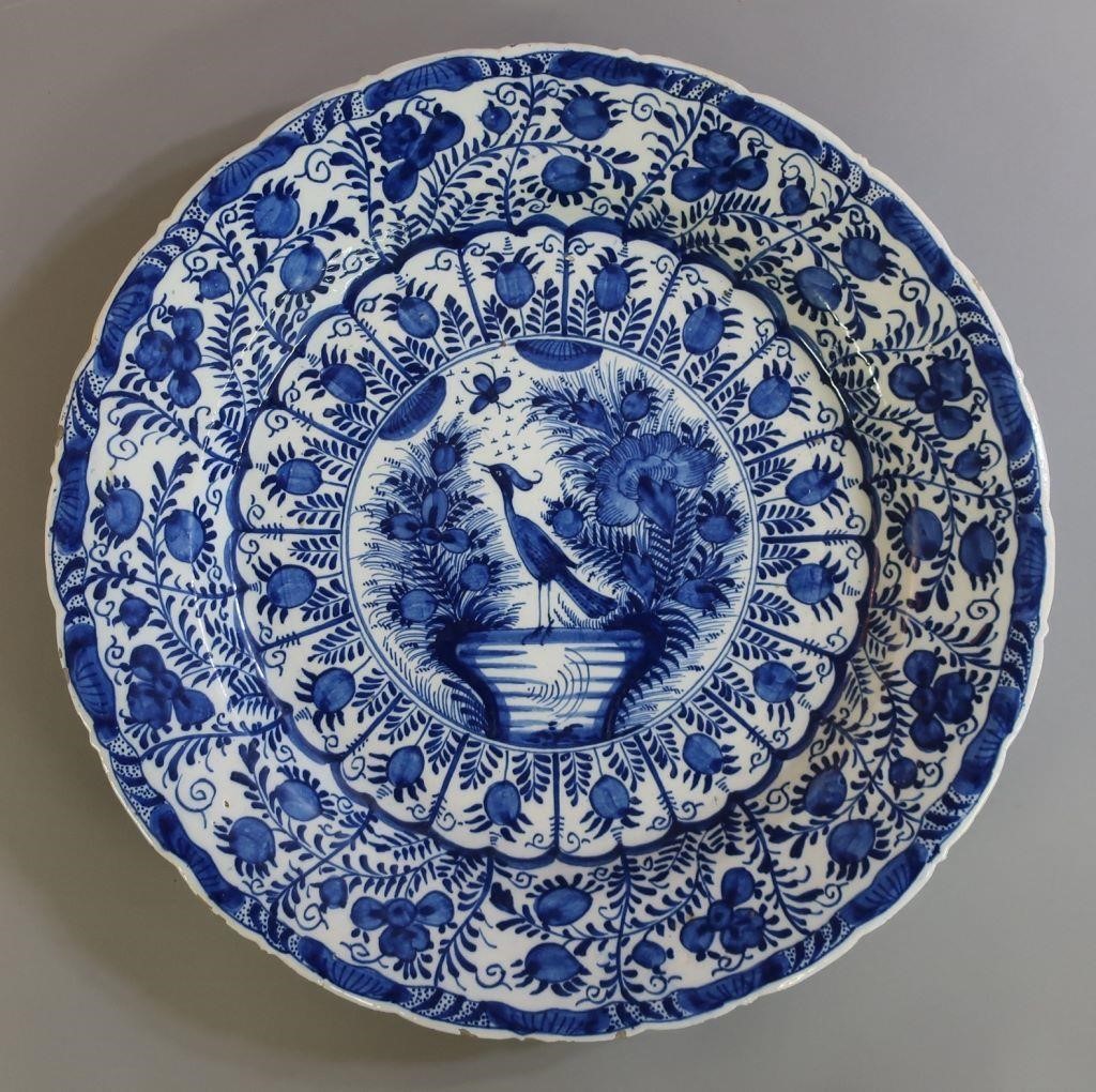 Blue and white Dutch Delftware charger,