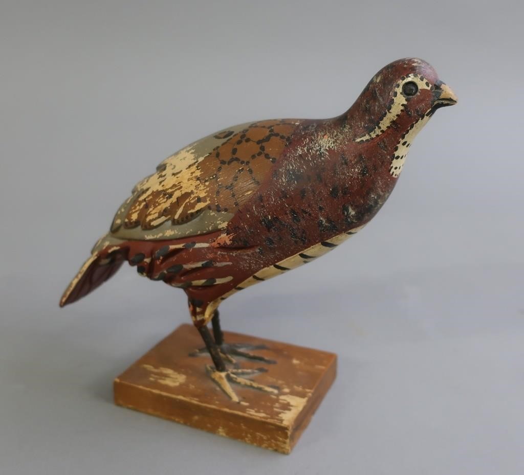 Carved and painted quail bird  311709