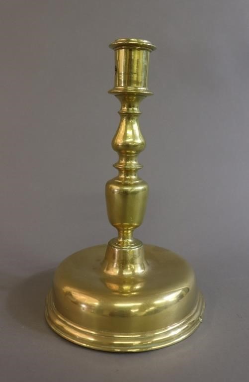Early Continental brass candlestick,
