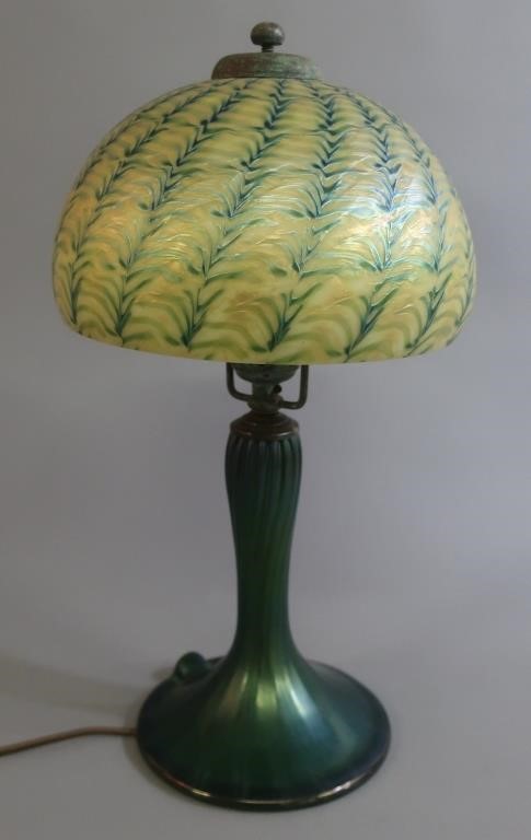 Art Glass lamp, the base signed
