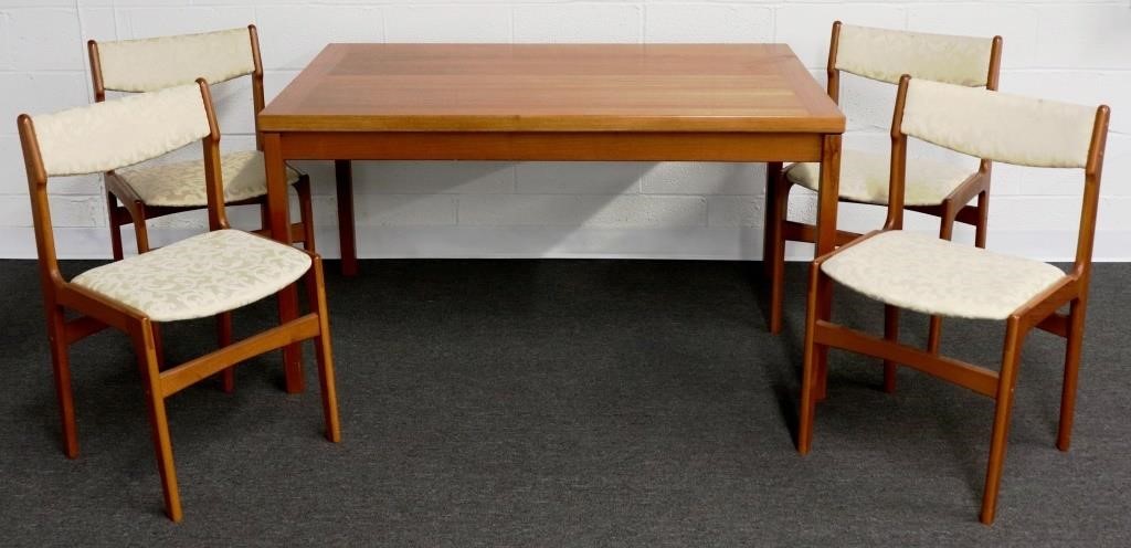 Danish modern teakwood table and four