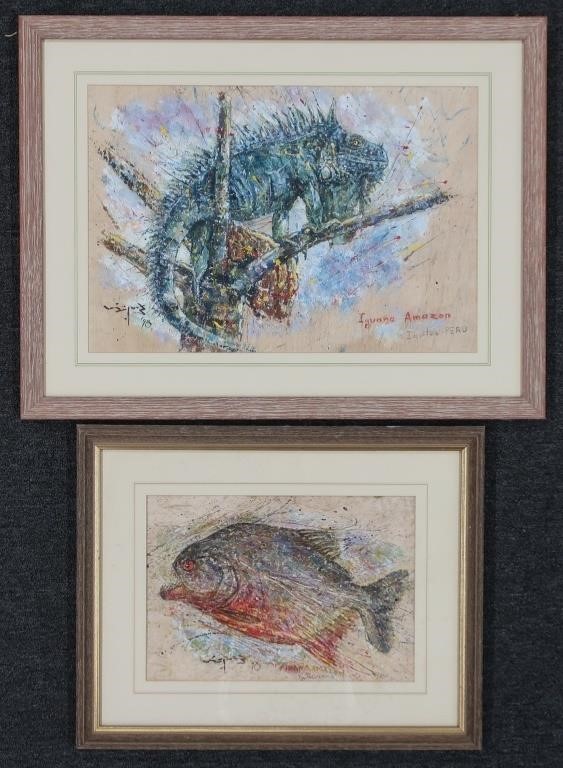 Two framed and matted pastel paintings