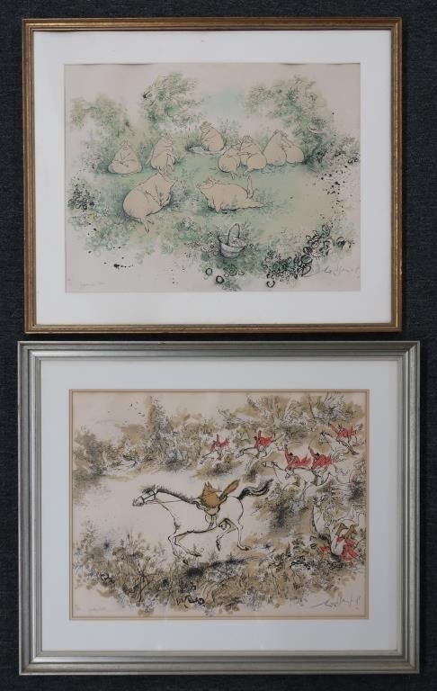 Two framed and matted lithographs 311764