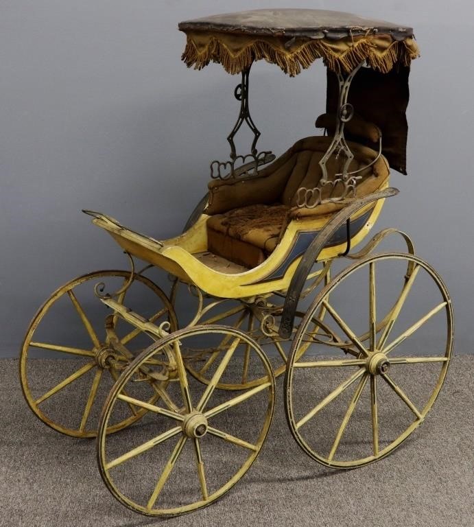 Victorian childs buggy with original