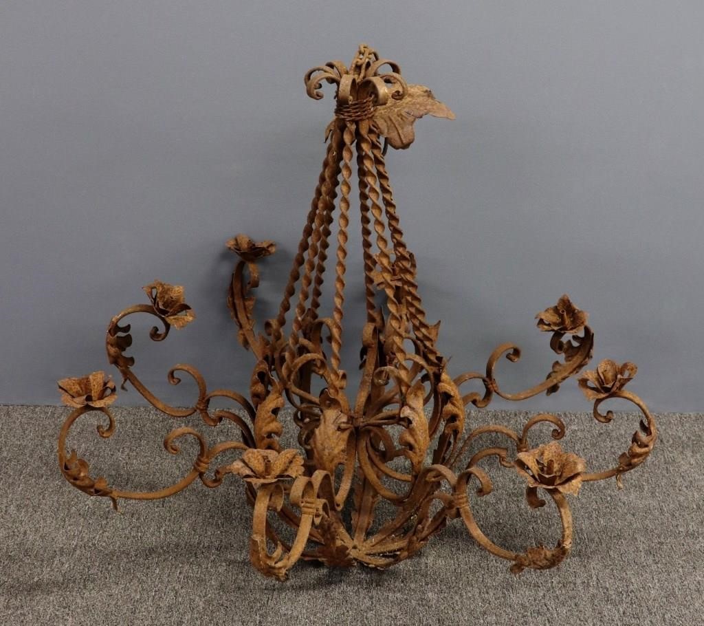 Large wrought iron chandelier with