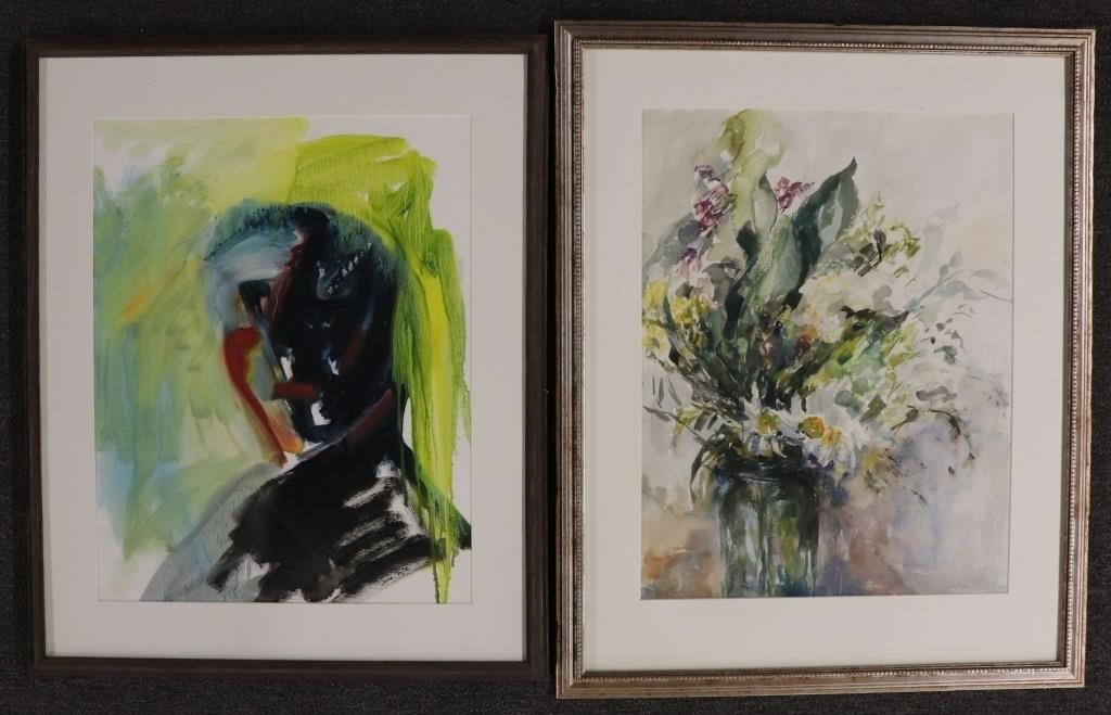 Two framed and matted contemporary