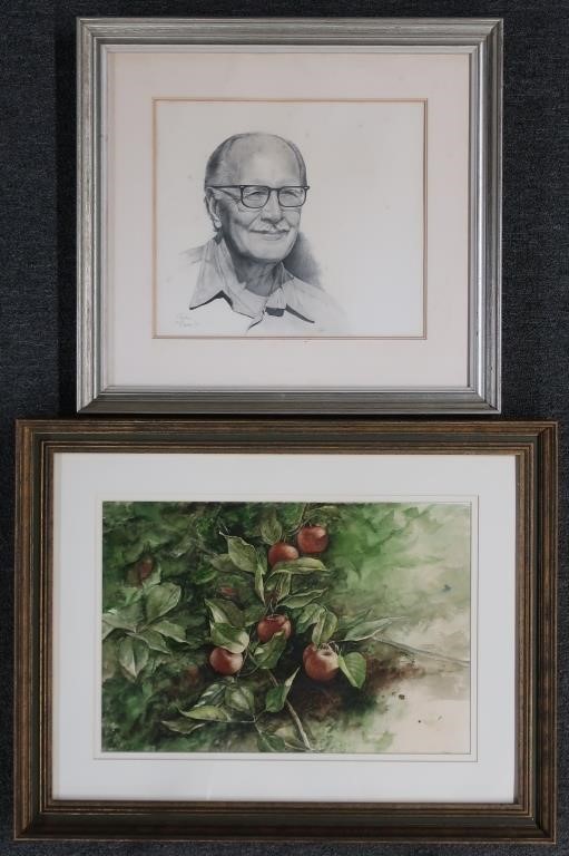 Two framed and matted works by