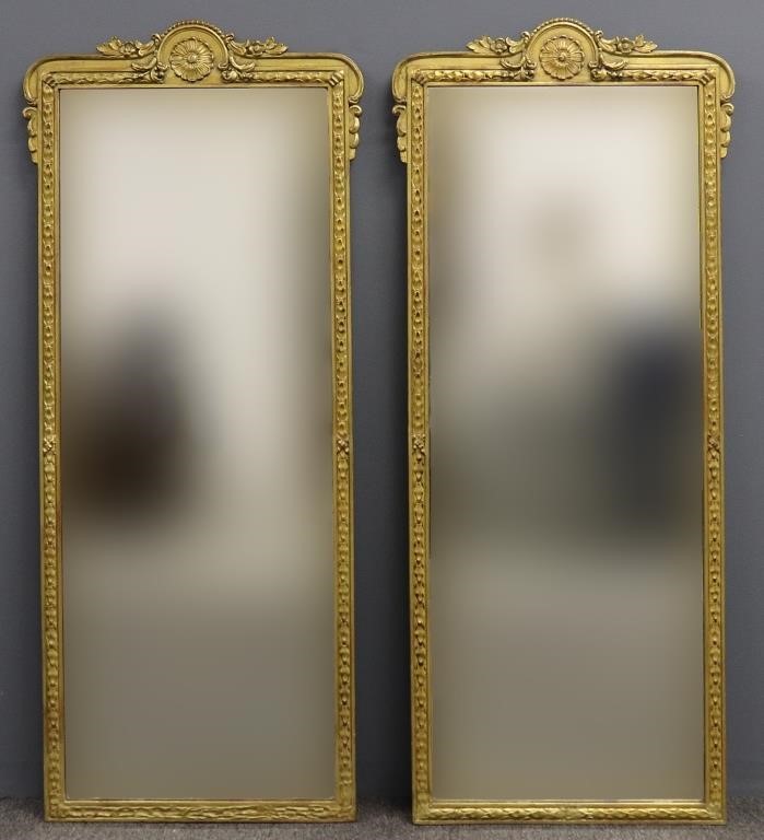 Pair of French gilt frame mirrors,