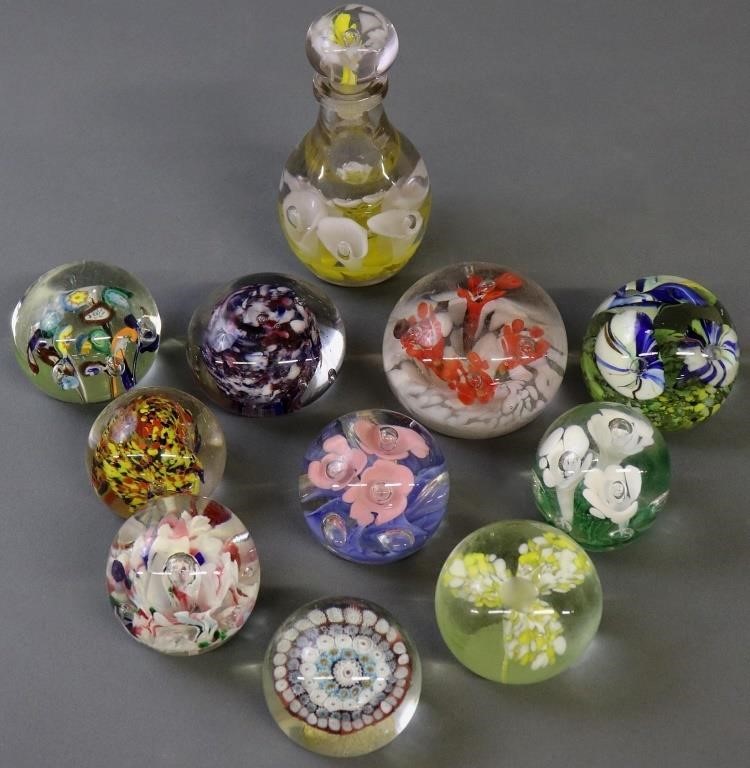 Ten glass paperweights late 19th / early