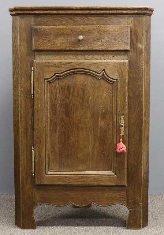 English oak corner cabinet with