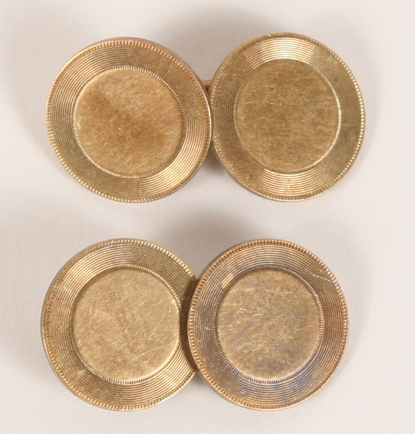 Pair 14K gold disc cufflinks men s 4e8c8