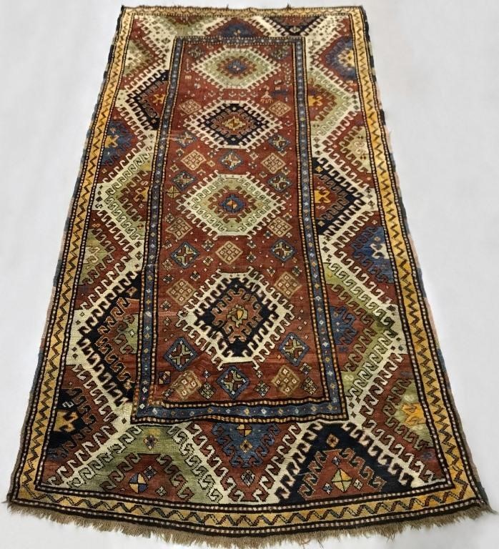 Colorful Kazak center hall runner  3117ff