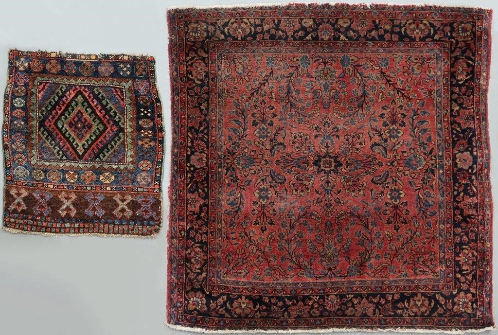 Sarouk mat with red field, 4'1"