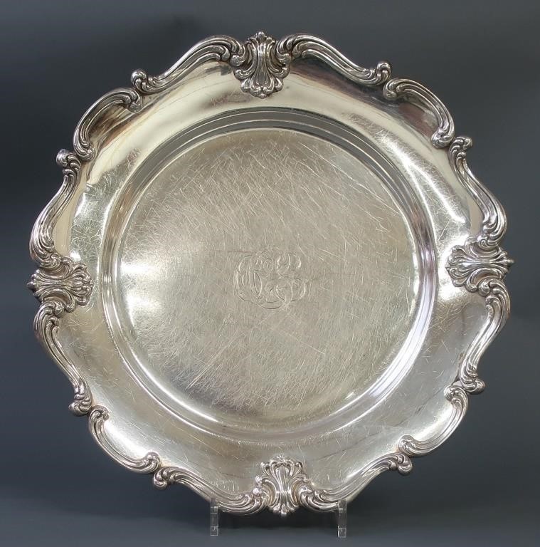 Large sterling silver serving tray,