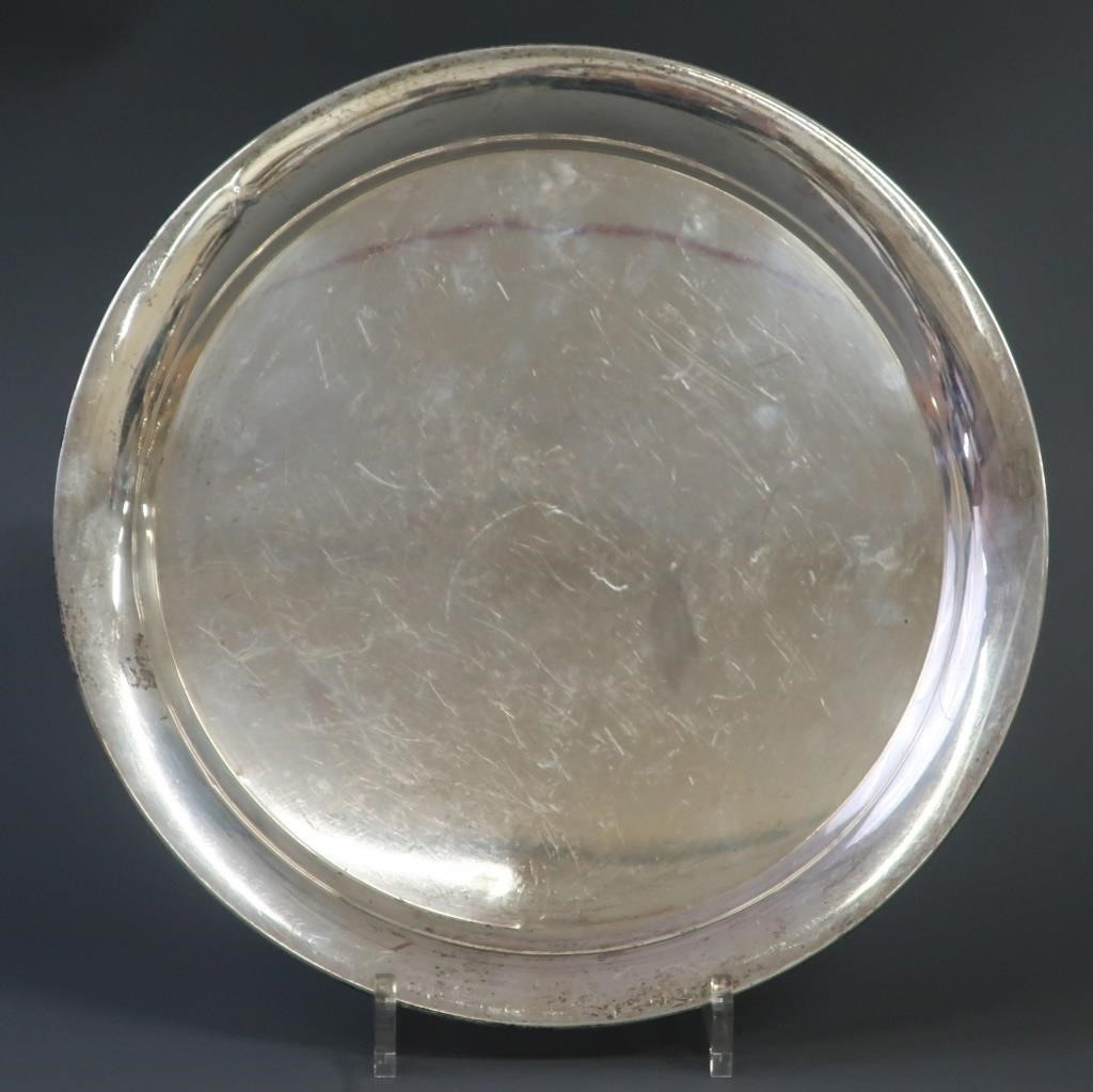 Sterling silver round tray, 12dia,