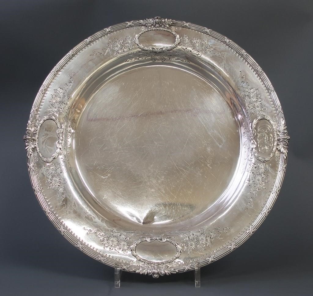Sterling silver round tray, 14dia,