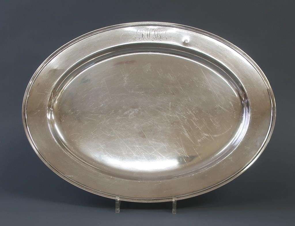 Sterling silver oval platter, 13l x