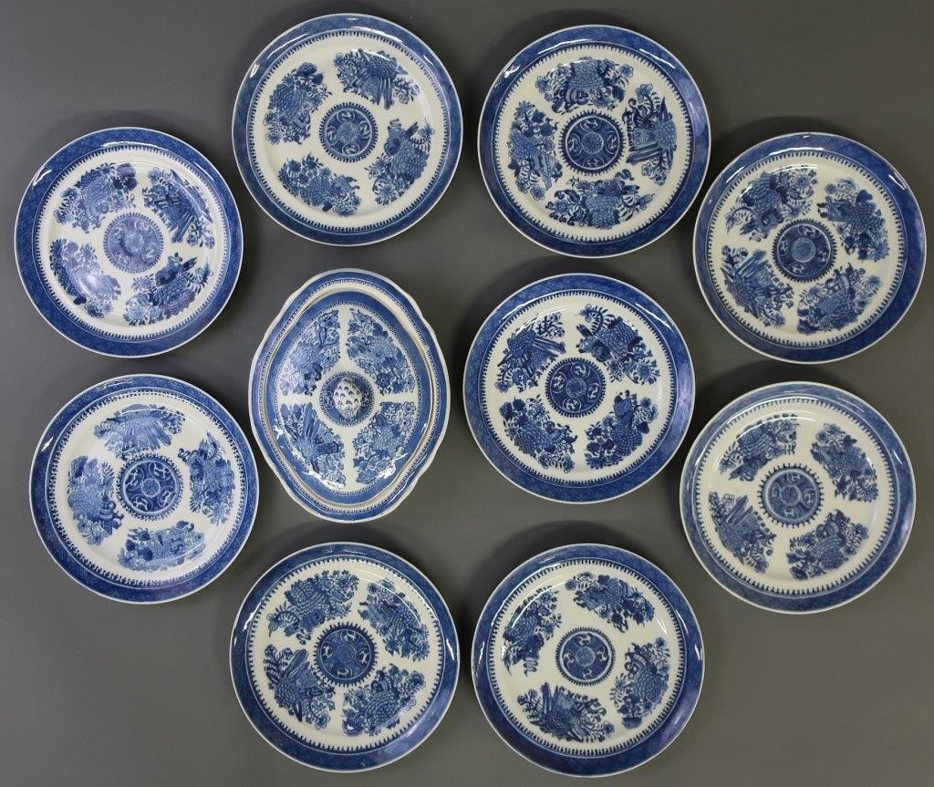 Nine Chinese Blue Fitzhugh porcelain