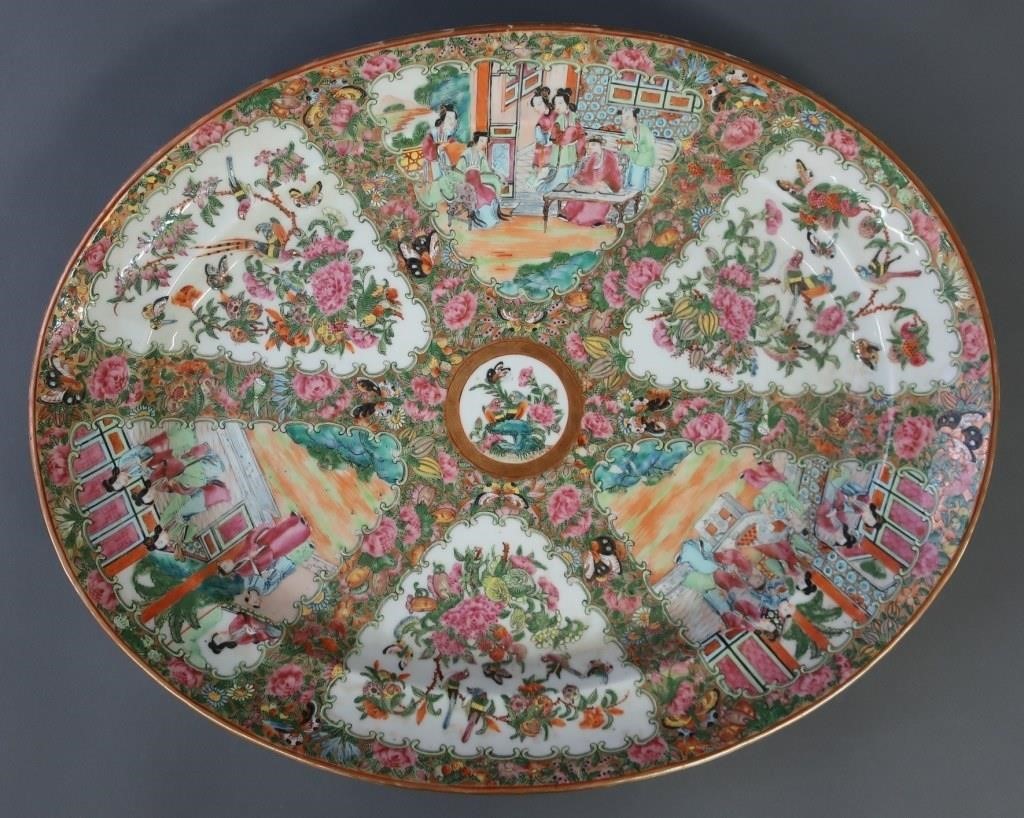 Large Rose Medallion oval platter,