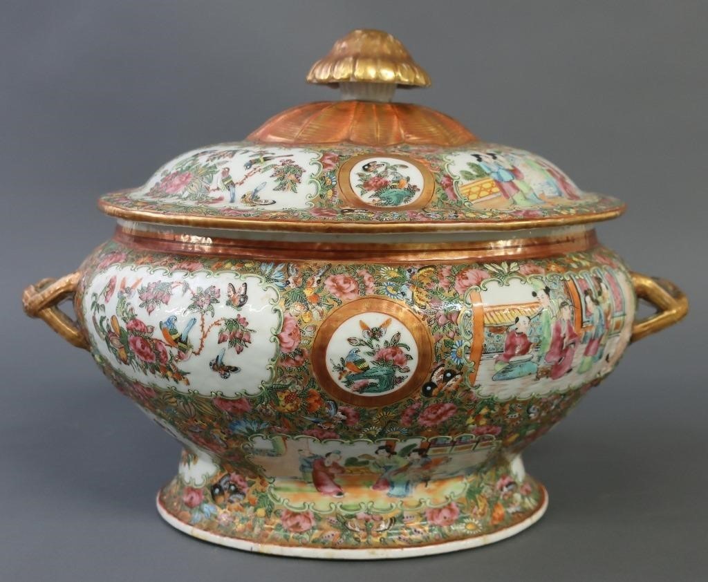 Large Rose Medallion porcelain tureen,