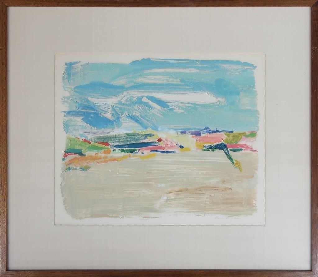 Abstract gouache landscape signed 311867