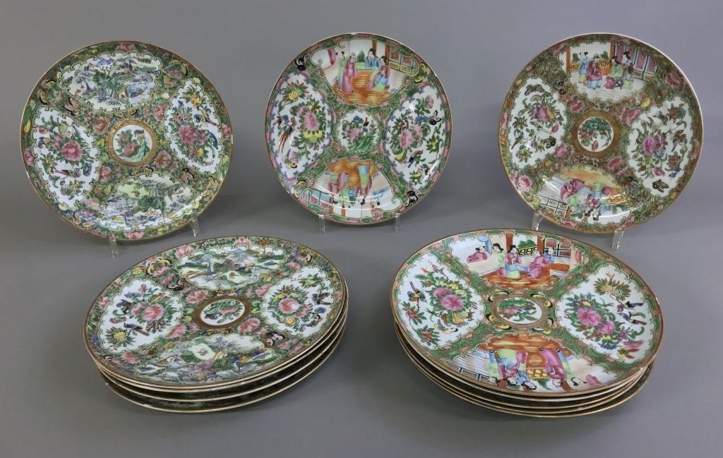 Assembled set of twelve Rose Medallion