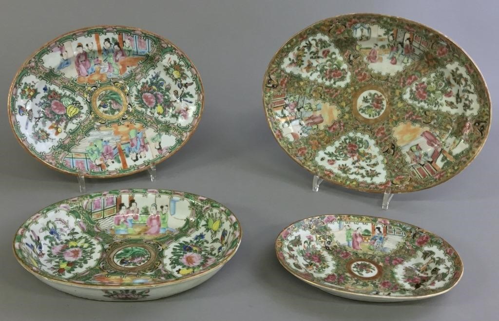 Two Rose Medallion platters, largest