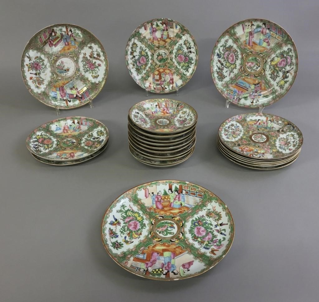 Rose Medallion plates, circa 1850,