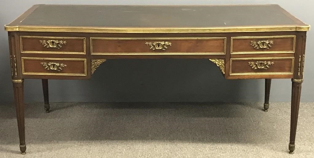 Fine French mahogany desk, with brass