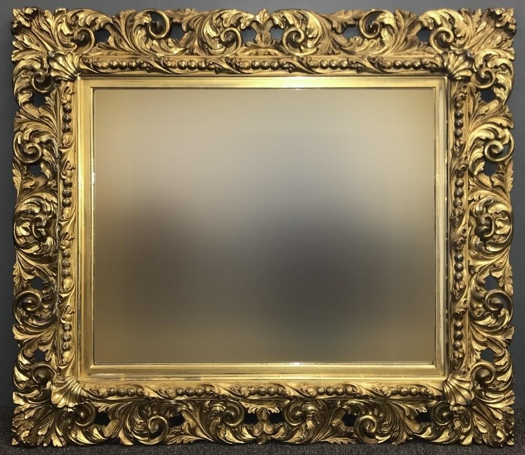 Large ornate gilt carved mirror,