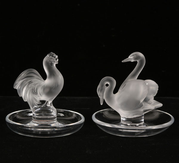 Lalique art glass ring dishes;