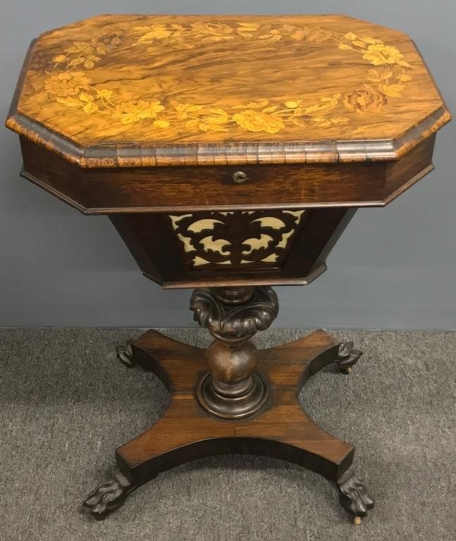 Victorian rosewood inlaid sewing 3118d1