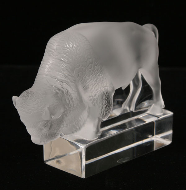 Lalique frosted art glass bison 4e8e6