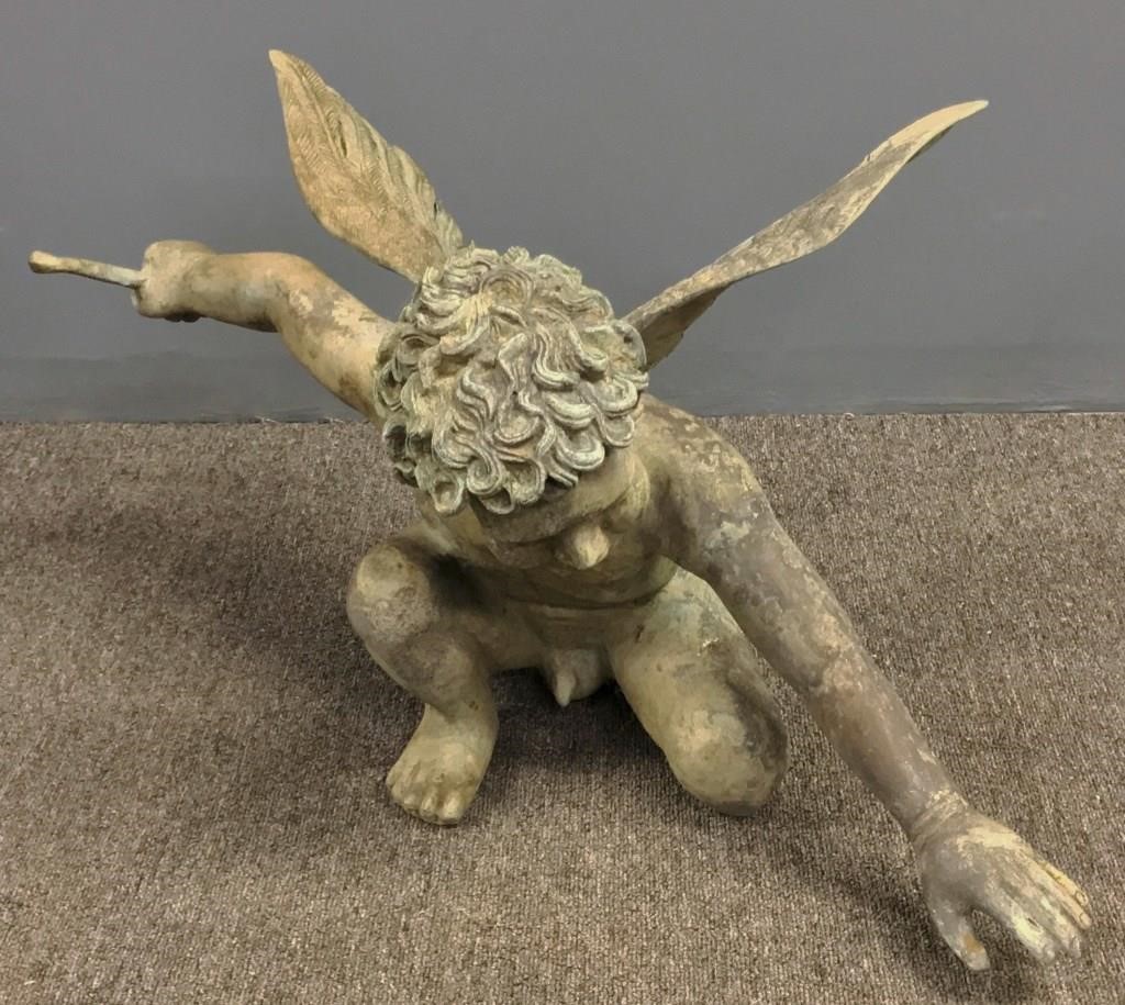 Faux bronze winged Cupid with bow