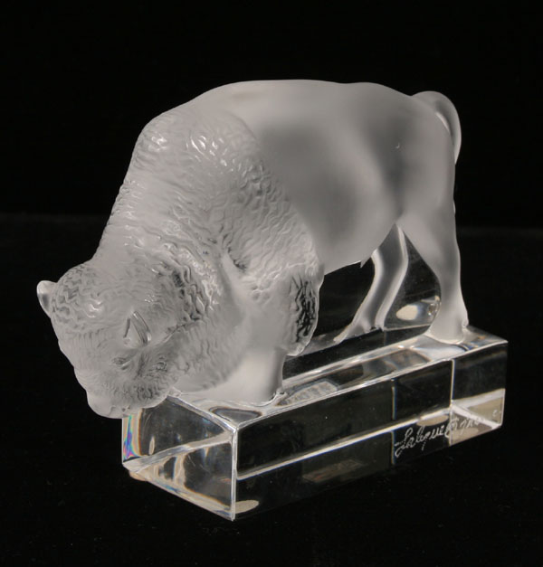 Lalique frosted art glass bison 4e8e9