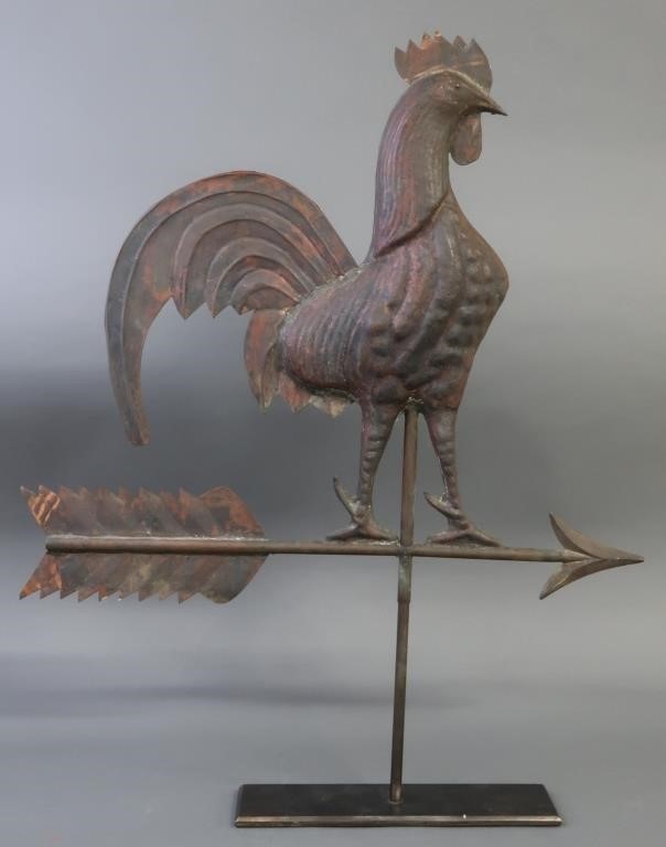 Copper rooster weathervane, circa