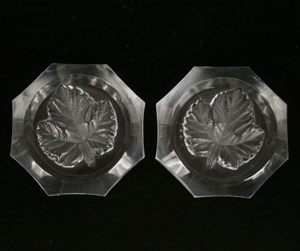 Pair Lalique clear art glass paperweights 4e8f3