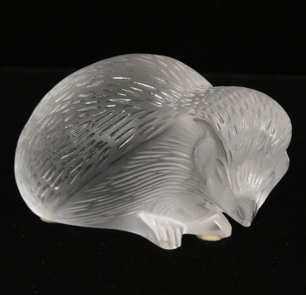 Lalique art glass hedgehog; clear.