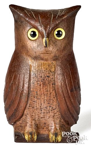 HUBLEY PAINTED CAST IRON OWL DOORSTOPHubley 3119a1