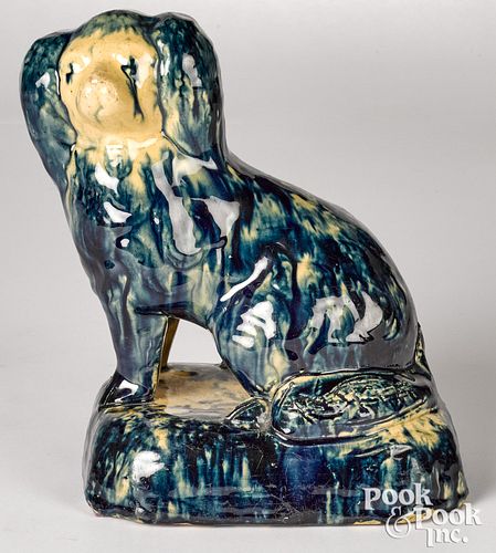 YELLOWWARE SPANIEL 19TH C Yellowware 3119a4