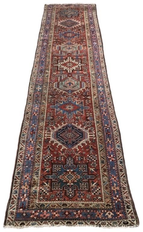 Persian hall runner with nine geometric