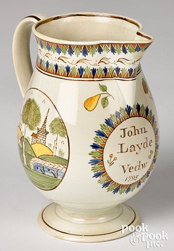 PEARLWARE PITCHER, DATED 1795Pearlware