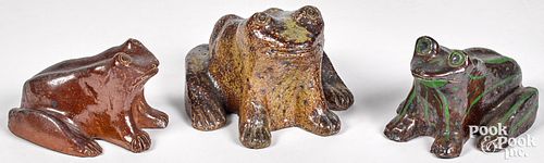 THREE SEWER TILE FROGS, CA. 1900Three