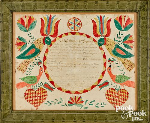 PENNSYLVANIA FRAKTUR BIRTH CERTIFICATELancaster 311a21