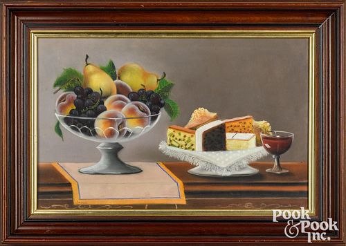 AMERICAN PASTEL STILL LIFE 19TH 311a35