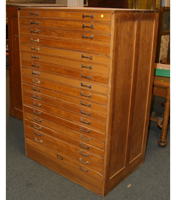 Cabinet with eighteen flat map or draftsman