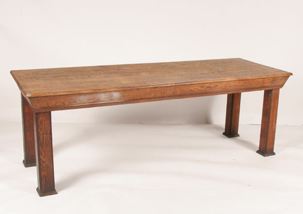 Oak library table; beveled edge,